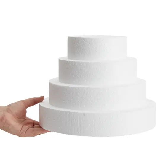 4 Tier Round Foam Cake Dummy Set, 6" 8" 10" 12" Fake Wedding Cake Dummies for Display, Decorating, 10" Tall Dummies (White) {5}