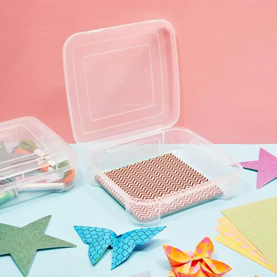 Stackable Plastic Craft Storage Containers for Origami Paper (2 Pack) {3}