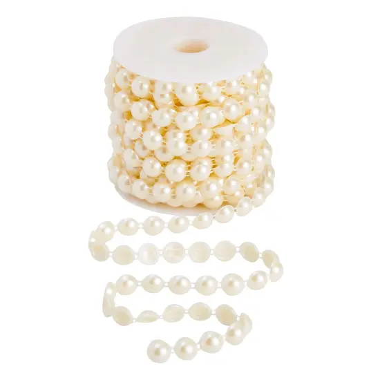 Pearl Strings for Crafts and DIY Projects, 10mm White Half Beads Spool Garland for Wedding Decorations (10 Yards) {1}