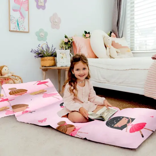 Butterfly Craze Floor Pillow Case, Mattress Bed Lounger Cover, Pink Ballerina, King Size - Cozy Seating Solution for Kids & Adults, Recliner Cushion, for Reading, TV Time (Pillow Not Included) {1}