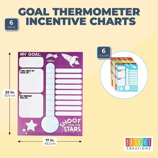 Goal Thermometer Trackers for Classrooms, 6 Pack (17 x 22 In) {2}