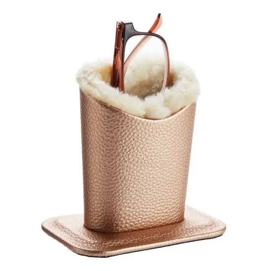 2 Pack Eyeglass Holder Stand, Plush Lined Bedside Glasses Holder for Nightstand (Silver and Pink, 4.5 x 5 In) Multicolor {7}