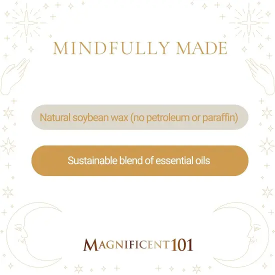 Magnificent 101 Set of 3 Long-Lasting Gratitude Smudge Candles | 3.5 Oz Each - 42 Hour Burn |Made of Soy Wax for House Energy Cleansing, Meditation & Manifestation Multicolor {4}