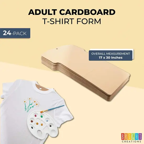24 Pack Adult Cardboard Shirt Form, Arts and Crafts Supplies, Retail Store and Pop-Up Shop Display, T-Shirt Printing Painting, Screen Printing (17 x 30 Inches, Brown) {4}