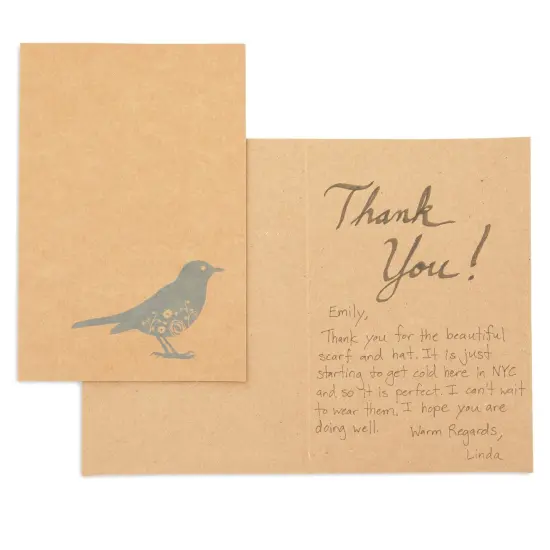 36 Pack Bird Design Blank Cards and Envelopes 4x6 for All Occasions, Birthday, Thank You, Kraft Paper Notecards Brown {4}