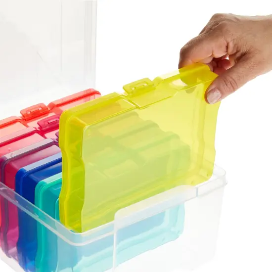 4 x 6 Inch Photo Storage Box with 6 Inner Cases, Plastic Box for Stickers, Crafts, Seeds, Art Supplies, Craft Organizers and Storage for Home, School, Classroom (7 Pieces) {6}