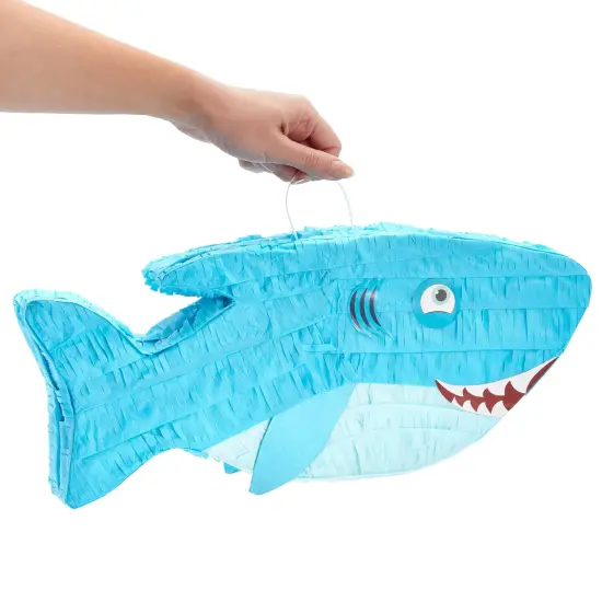 Shark Pinata, Ocean-Themed Fish Pinata, Shark Birthday Decorations, Under the Sea Party Decor (Small, 3.2" x 7" x 16.5"), For Ages 3+ {4}