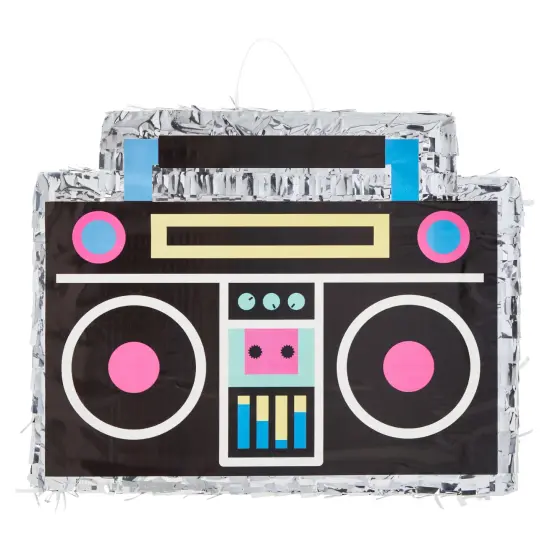 Boombox Pinata - 80s and 90s Theme Party Decorations, Hip Hop, Retro Birthday Supplies (16.5x12.8x3 In) Black {5}