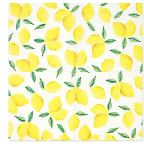 100-Pack Fruit Cocktail Napkins, Summer Party Decorations (Lemon Design, 5x5 in) {6}