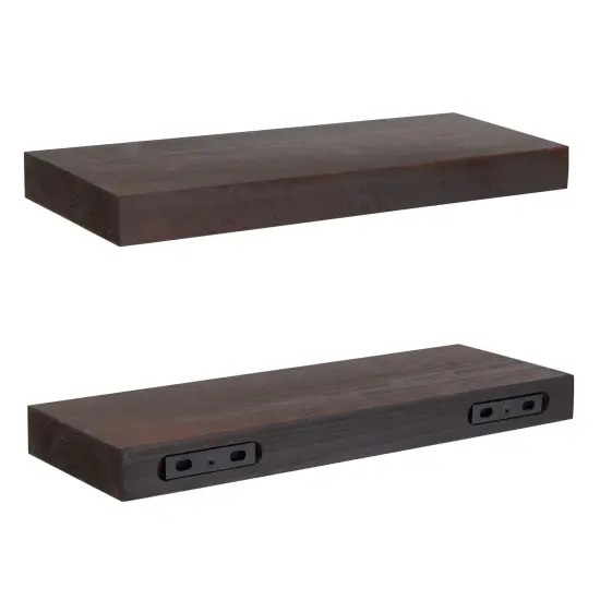 Set of 3 Dark Brown Wooden Floating Shelf for Nursery, Office, Bedrooms, Space Saving (15.7 x 5.5 x 1.5 In) {6}