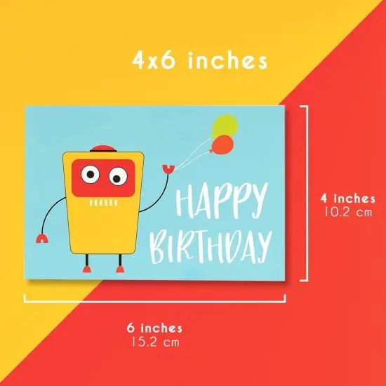 48 Pack Bulk Happy Birthday Cards with Envelopes, 4x6 inch Birthday Greeting Note Card Assortment (12 Designs) - Bday Cards Pack for Ages 3-14 Multicolor {3}