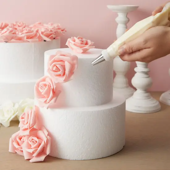 Set of 4 Round Foam Cake Dummies in Varying Sizes for 16" Tall Fake Wedding Cake (6, 8, 10, and 12 in) White {5}