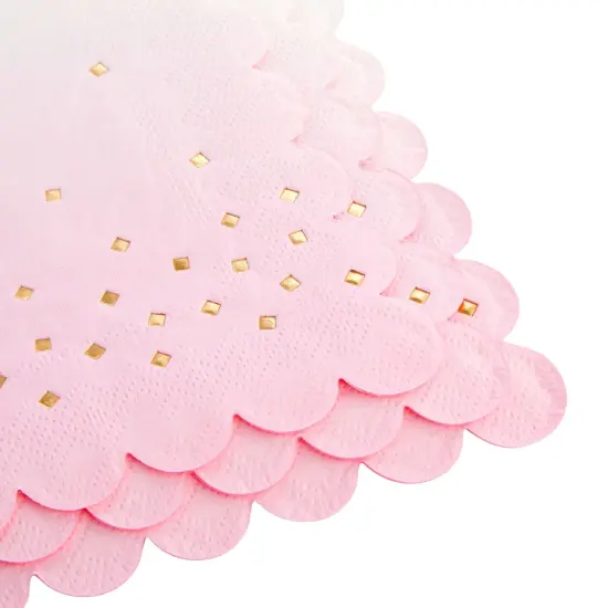 100 Pack Cocktail Napkins for Girl Baby Shower, Wedding, Birthday Party (5 x 5 in, Ombre Pink) Multicolor {6}