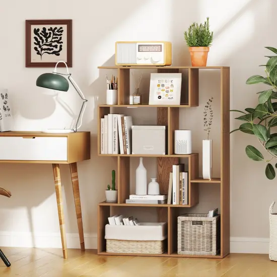 47 Inch 6-Cube Open-Back Geometric Bookshelf Perfect for Bedroom or Living Room {3}