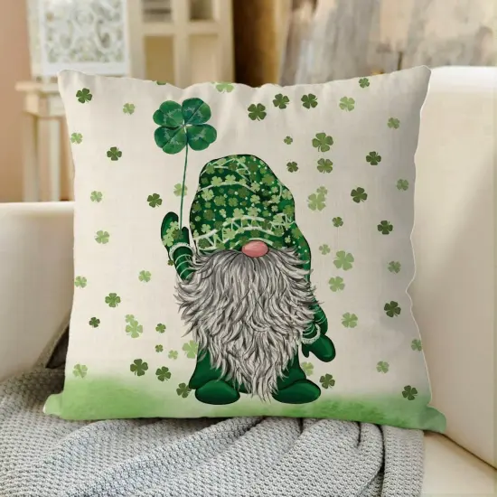 St Patricks Day Pillow Covers 18x18 Inch Gnome Shamrocks Welcome Green Home Sofa Decor Pillowcase Happy St. Patrick's Day Throw Pillows Living Room Bedroom Decorations Cushion Cases {2}