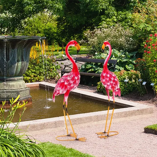 2-Piece Flamingo Garden Statue Set {6}