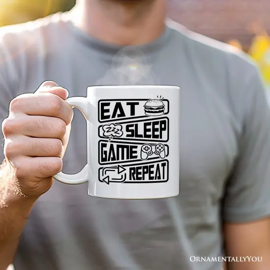Eat Sleep Game Repeat Mug, Funny Gamer Gift {2}