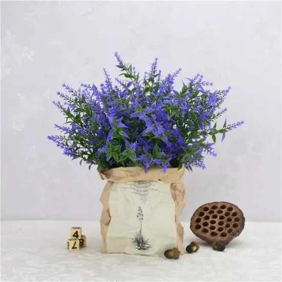 4pcs 7 Heads Artificial Wheat Grass Bouquet for Weddings Blue {3}