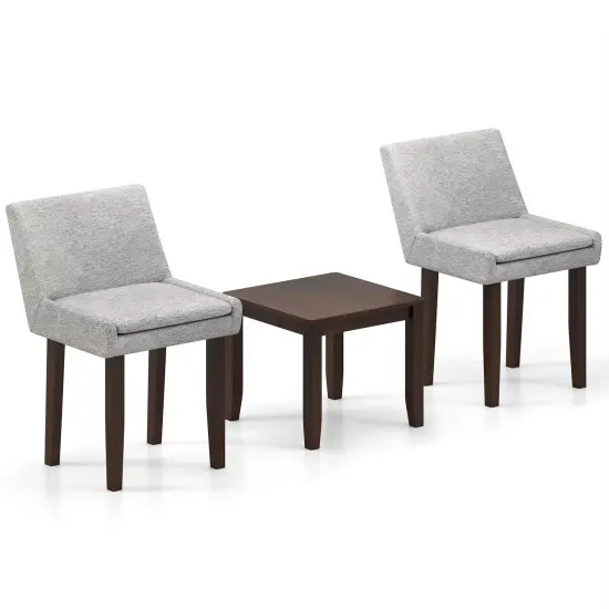3-Piece Accent Table and Chair Set for Kitchen and Living Room-Brown & Gray {1}