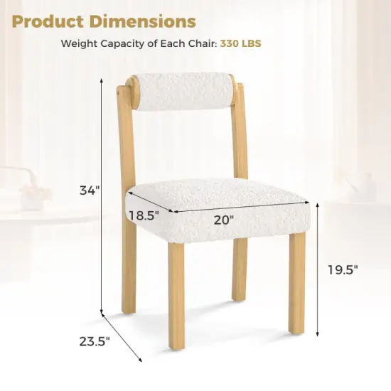 Wooden Dining Chair with Rubber Wood Frame and Cylinder Back Set of 2-White {4}