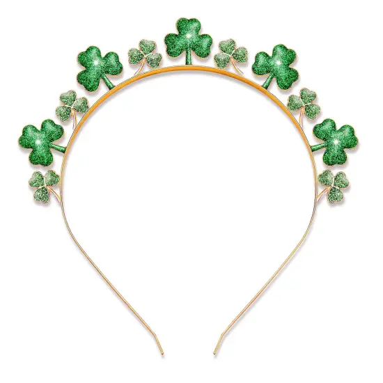 St. Patrick's Day Headbands, Glitter Rhinestone Shamrock Headbands Lucky Irish Hairbands St Patrick's Day Accessories Party Favors Gifts (Shamrock) {1}