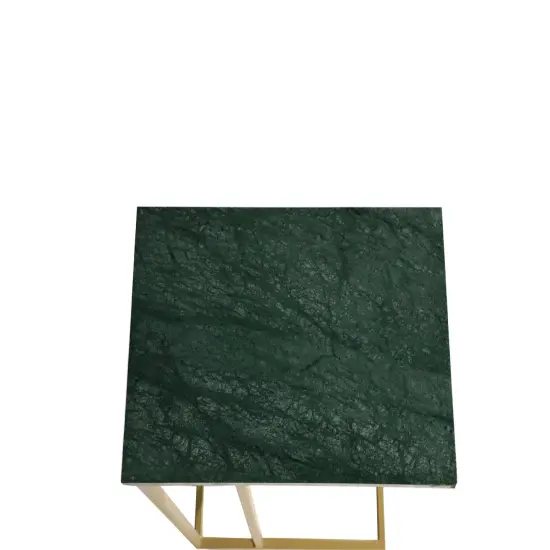Green Marble "C" Table With Golden Metal Frame-24" Height {3}