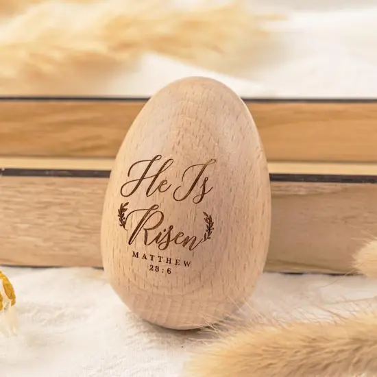 Easter Egg Decor, Wooden Decorations For Home, Tier Tray, Centerpiece Table Top, Easter Gifts Religious For Adult, Church, Christian Basket Stuffers, Egg Fillers For Toddlers, Kids (He Is Risen) {2}