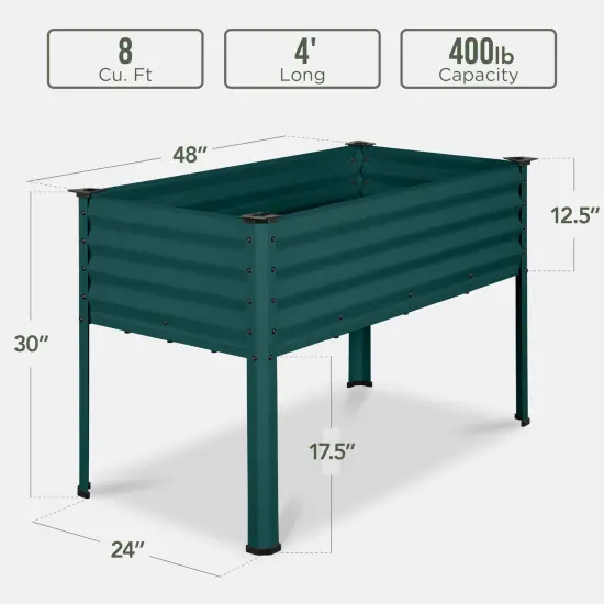Best Choice Products 48x24x30in Elevated Galvanized Metal Garden Bed w/ Corner Protectors Peacock Blue {2}