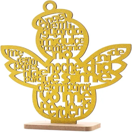 12pcs Wood Religious Centerpiece Cross Guardian Angel Baby Wings Gold {1}