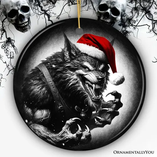 Vicious Werewolf Ceramic Ornament, Enigmatic Christmas Decoration for Halloween Tree {1}