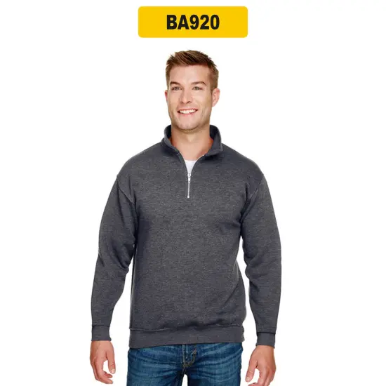 Bayside® Unisex USA Made Quarter-Zip Pullover Sweatshirt CREAM {3}