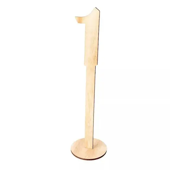 Natural 20 Wooden 11" Table Numbers 1-20 Set on Sticks Round Holder Base Party {1}