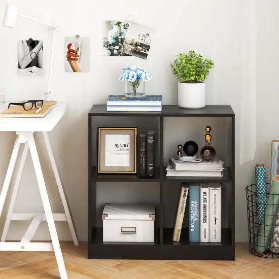 Costway 4-Cube Bookcase Floor Open Wooden Bookshelf Storage Cabinet Toy Organizer Black/White/Natural {2}