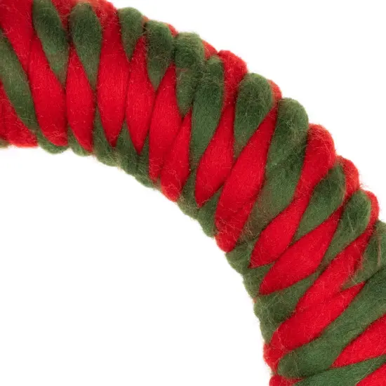 Northlight Twisted Yarn Plush Christmas Wreath - 13.5" - Unlit Red {6}