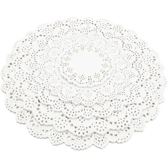250 Pack Lace Paper Doilies for Arts and Crafts, Round White Table Placemats (5 Sizes) {7}