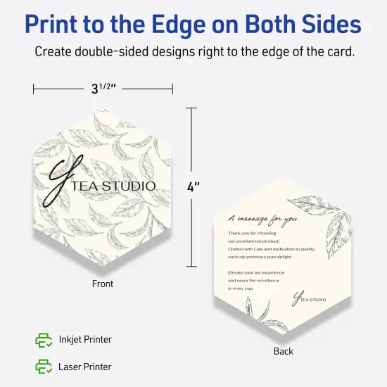 Avery Printable Hexagon Flat Cards, Sure Feed Technology, 3-1/2" x 4", Matte Ivory Cardstock, Print-to-The-Edge, Laser/Inkjet Printable, 40 Total {12}