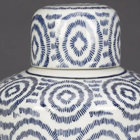AA Importing Blue and White Circles Cylindrical Jar with Lid {4}