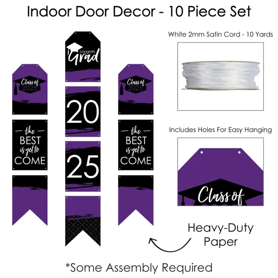 Big Dot of Happiness Purple Grad - Best is Yet to Come - Hanging Vertical Paper Door Banners - 2025 Grad Party Wall Decor Kit- Indoor Door Decor {6}
