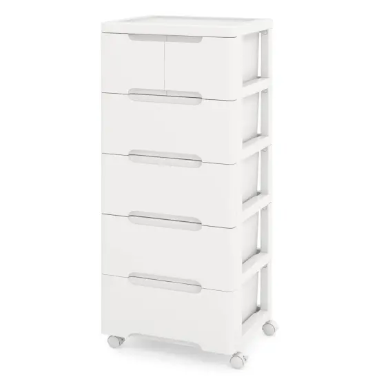 Costway 1/2 PCS 6-Drawer Plastic Rolling Storage Cart with 4 Universal Wheels Dresser Cabinet {1}