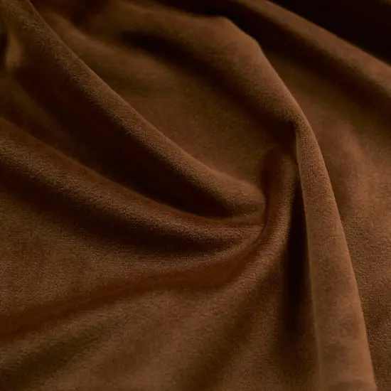 Giselle Velvet Upholstery Fabric 100% Polyester, 55" Wide, Flame Resistant & Durable Walnut {1}