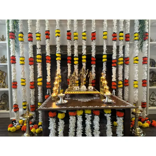 Jasmine Yellow Marigold Flowers Garland for Home Party Door Hanging Diwali Decorations Day of the Dead Dia De Los Muertos Ofrenda Halloween Mexican Fiesta Decor {7}