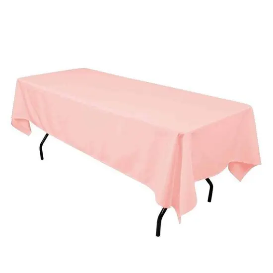 1 Yard Pink Rectangle Polyester Washable Tablecloth 60 Inch Wide Fits 6 Foot Table {1}