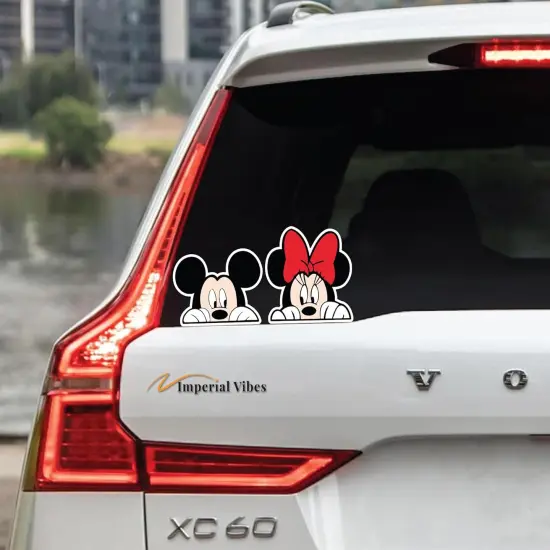 Pack of 2 Imp 156 -Peeking Micke Mouse Sticker &ndash; Vinyl Decal for Truck, and Van Bumper {2}