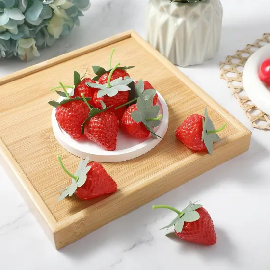10 PCS Artificial Strawberries Fake Strawberries Plastic Lifelike Strawberry {4}