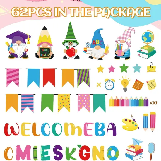 62Pcs Back to School Bulletin Board Decorations {5}