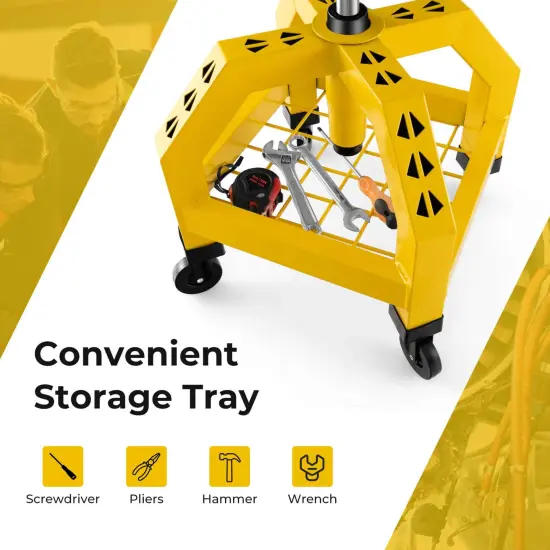 Costway Rolling Seat Mechanic Stool Chair with Tool Tray 4 Universal Wheels for Factory Black/Yellow {6}