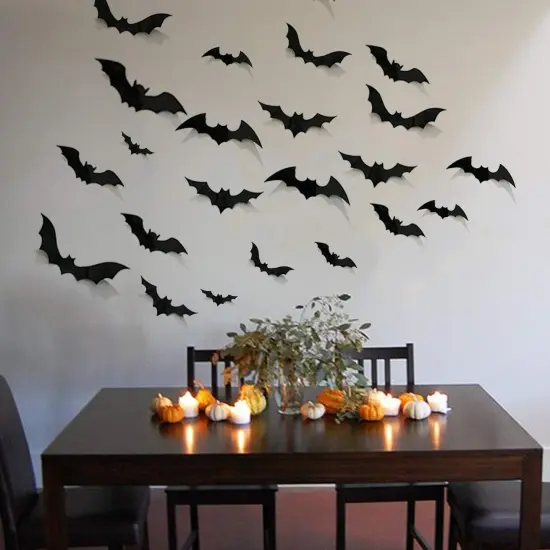 68Pcs Bat Wall Decor, Halloween Decorations 3D Bats Wall Decor {2}