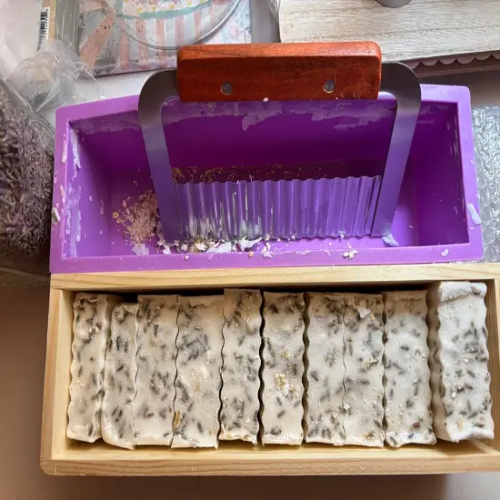 Soap Making Kit, Wooden Soap Cutter, Slicer, Soap Making Supplies, Silicone Soap Molds with Wavy & Straight Scraper {6}