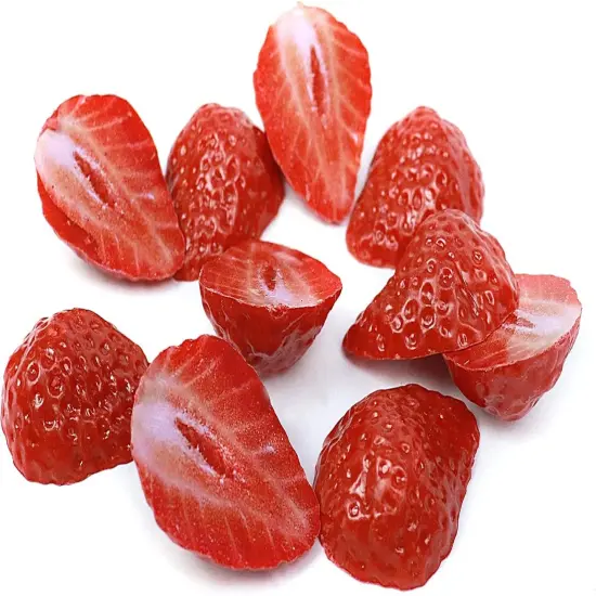 (10 Pcs Half Strawberries)Artificial Strawberry Blocks, Fake Fruit Decorations {3}
