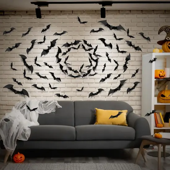 100pcs Bats Halloween Decorations: Halloween Bats Wall D&eacute;cor Bat Stickers {5}